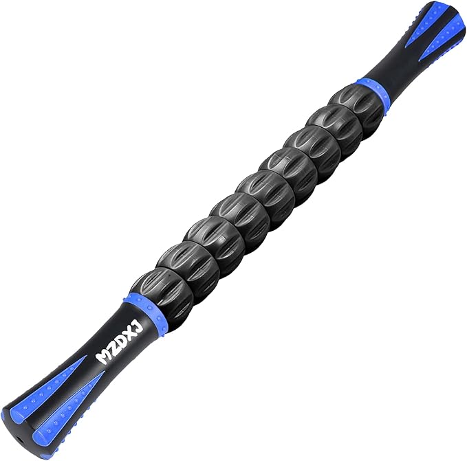 Muscle Roller Massage Roller Stick- Deep Tissue Fascia Blaster for Myofascial Pain Relief, Lymphatic Drainage & Body Sculpting, Handheld Physical Therapy & Recovery Tool (Blue & Black