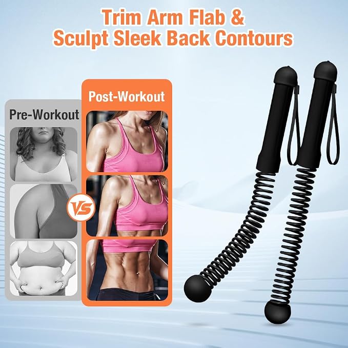 2PCS Ropeless Battle Ropes, Weighted Cordless Battle Ropes for Home Gym, Portable Silent Workout Rope Fitness Equipment for Full Body Toning, Low-Impact Workout, Strength & HIIT, Black