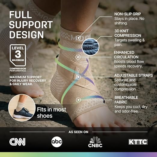 Modvel Foot & Ankle Brace Socks with Adjustable Support Strap – Compression Sleeve for Sprained Ankle, Plantar Fasciitis Relief Tendonitis & Arthritis, Stabilizing Foot & Ankle Support for Women & Men