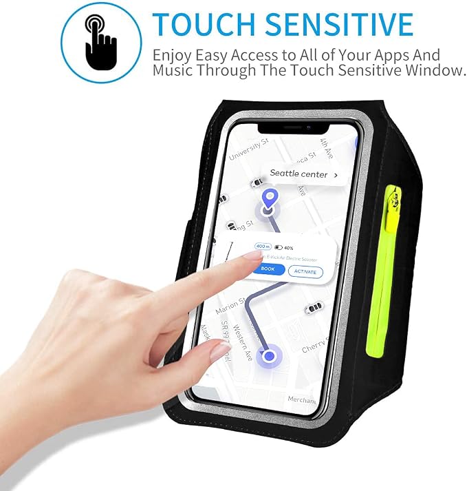 HAISSKY Running Armband with Earphone Pouch Fits Phones up to 6.9" | Cell Phone Armband for iPhone, Water Resistant & Breathable Sports Phone Holder & Zipper Pocket Car Key Holder for Jogging