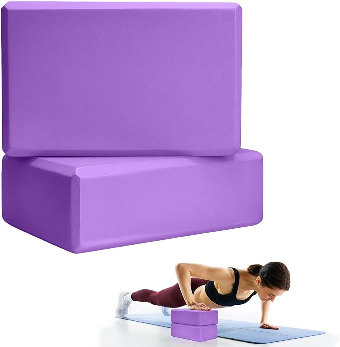 Septo 2 Pcs Yoga Blocks, 9x6x3 Inch Foam Blocks for Pilates | High density EVA foam Yoga Props lightweight non-slip surface for meditation stretching balance training