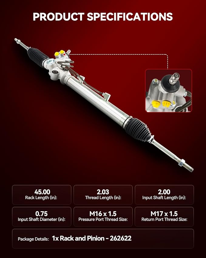 Torchbeam Power Steering Rack & Pinion Assembly Fit for 2001 2002 2003 2004 2005 IS300, Hydraulic System Steering, Replaces OEM 26-2622