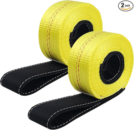 2"x10' Lift Sling Straps, 13,000 lb Load Capacity Heavy Duty Web Sling Tree Saver & Recovery Strap, Double-Layer Polyester Hoist Straps for Towing, Hoisting, Moving, UV Resistant Polyester 2-Pack
