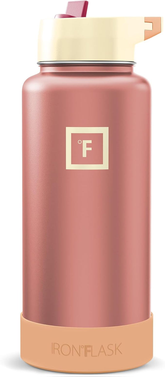 IRON °FLASK 32 oz Wide Mouth Water Bottle with Straw | Insulated Stainless Steel Sports Water Bottle with Leakproof Straw Lid - BPA Free, Cold 24 Hrs, Sweat Free (Dream Sunset)