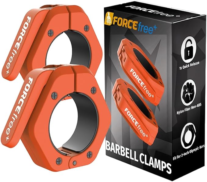 Barbell Clips (Pair), Barbell Clamps, Quick Release Olympic Barbell Clamps with Anti Slip TPR Grip, Barbell Collars for Secure Weightlifting & Powerlifting