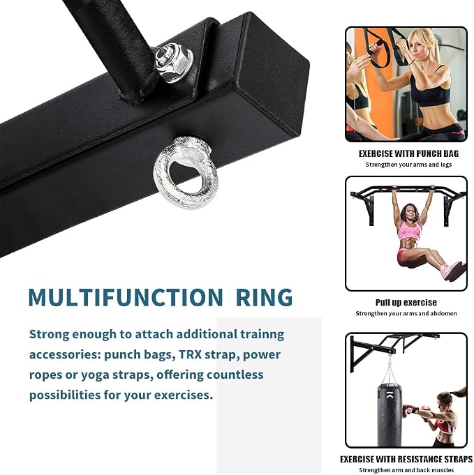 ptlsy Wall Mounted Pull Up Bar Multifunctional with Multi-grip Chin Up Bar Heavy Duty Dip Station for Home Gym Indoor Workout, Fitness Equipment, Dip Stand Supports to 440 Lbs