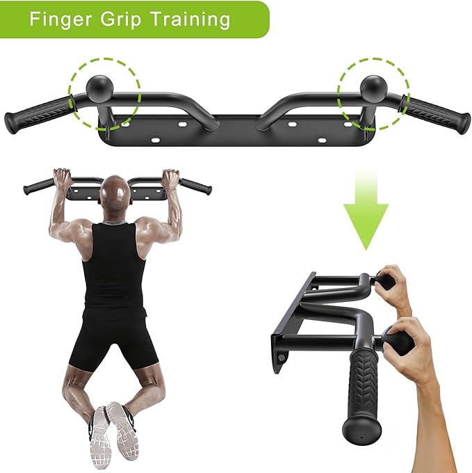 SELEWARE Heavy Duty Welded Pull Up Bar Wall/Joist/Ceiling Mount Chin Up Bar | Multifunctional Pull-up Bars w/Resistance Band Hooks for Home Gym Strength Training, Sturdy Steel Construction Support 500 lb