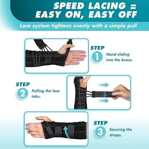 Med Spec 10.5" Wrist Lacer Support Brace Carpal Tunnel Left Hand X-Large | Adjustable Lace-Up Design Delivers Breathable Secure Fit With Customizable Compression for Lasting Comfort & Support. 223956