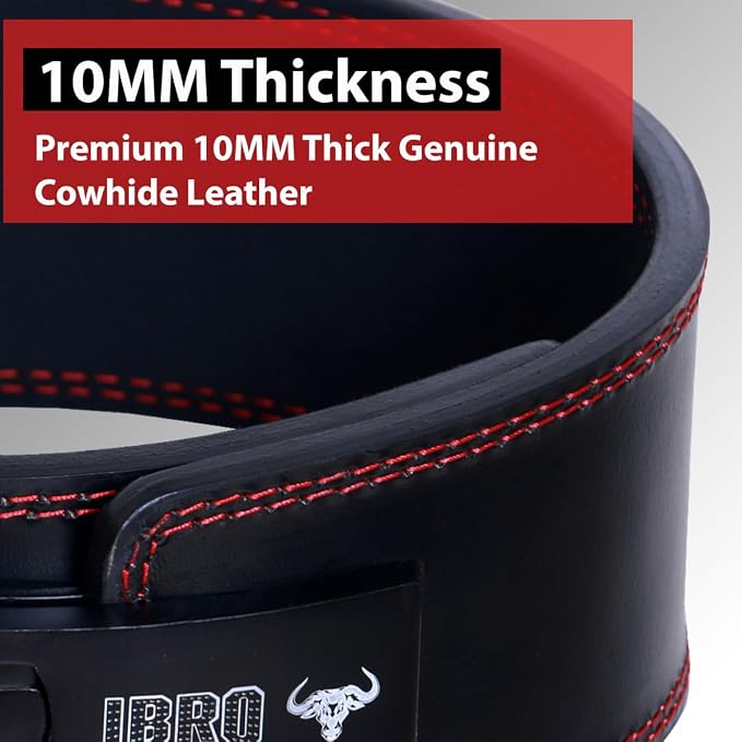 IBRO Powerlifting Lever Gym Belt – Power 8MM, 10MM or 13MM Extreme Heavy Duty Genuine Leather Belts - Squats Deadlifts Bodybuilding Weight Lifting IPF Power Lifting Strongman for Men