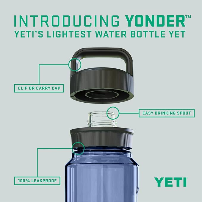 YETI Yonder Water Bottle with Yonder Chug Cap, Lightweight, Leakproof and BPA-Free