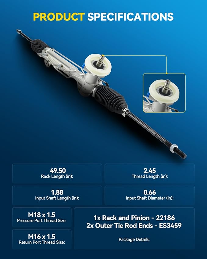 PHILTOP Power Steering Rack and Pinion for 97 Century, 98-02 Century Custom | with Outer Tie Rod Ends Replace No.26056808, 22186, 26079913