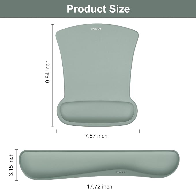 MOSISO Wrist Rest Support for Mouse Pad & Keyboard Set, Ergonomic Mousepad Non-Slip Base Home/Office Pain Relief & Easy Typing Cushion with Neoprene Cloth & Raised Memory Foam, Antique Green