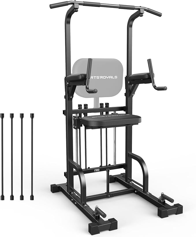 Heavy Duty Power Tower, Light Commercial Grade Steel Frame, 800 LBS Weight Capacity, Multi-Function Pull Up Bar & Dip Station with Crunch Leg Raise, Home Gym Gear for Back and Core Workout