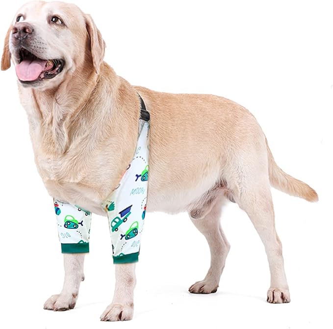 HDKUW Dog Elbow Protector, Dog Front Leg Recovery Sleeve for Prevent Licking Wound, Elbow Sleeves with Mesh Pad for Medium Large Dogs Car 2XL