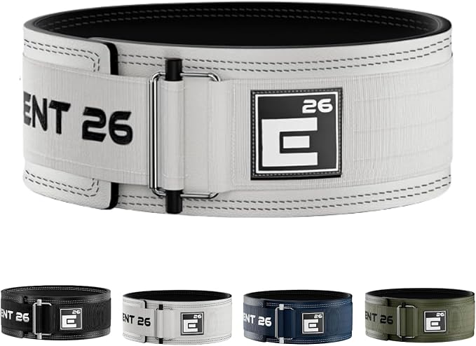 Element 26 Hybrid Leather Weight Lifting Belt | 4” Real Leather Back Support for Gym, Powerlifting, Body Building, Men, Women, Deadlift, Squat, Self Locking, Competition