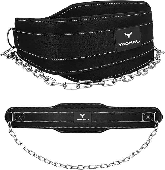 Dip Belt with Chain – Weighted Pull Up Belt, Dip Weight Belt, Weightlifting Belt for Pullups, Squats, and Dips, Belt Squat Attachment Ideal Weight Belt for Pullups, Weightlifting, and Gym Workouts (Black)