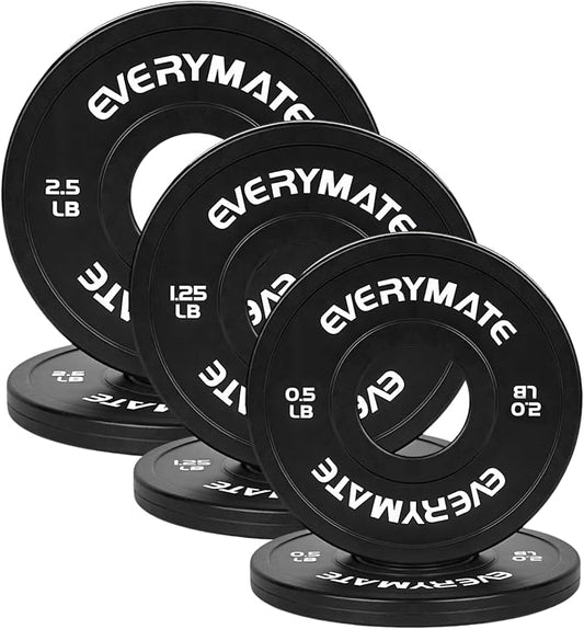 EVERYMATE Change Weight Plates 1.25LB 2.5LB 5LB Set Fractional Olympic Bumper Plates for Cross Training Steel Insert Strength Training