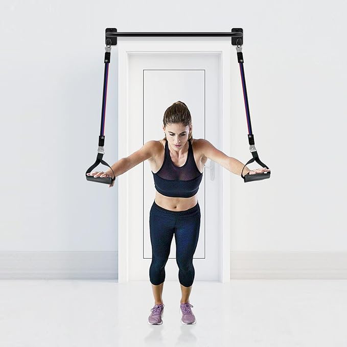 SELEWARE Heavy Duty Welded Pull Up Bar Wall/Joist/Ceiling Mount Chin Up Bar | Multifunctional Pull-up Bars w/Resistance Band Hooks for Home Gym Strength Training, Sturdy Steel Construction Support 500 lb