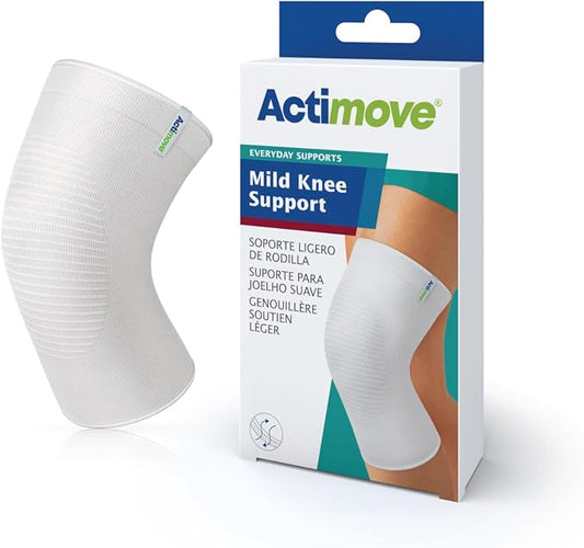 Actimove Everyday Supports Mild Knee Support - Mild Support, Lightweight, Easy to Apply for Slightly Swollen and Aching Knees – White, Large | White, Large, Light Support for Swollen Knees, Lightweight Design for Left or Right Wear