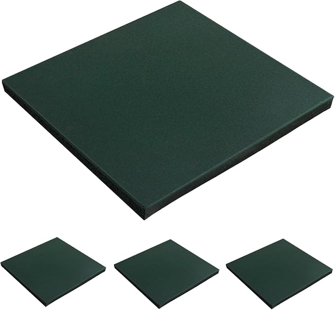 MYOYAY 4 Pack Interlocking Tiles 20"x20"x1" Heavy Duty Rubber Tile Green Non-Slip Flooring Mat for Playground Park Gym Indoor and Outdoor, Cover 11.12 Sq.FT