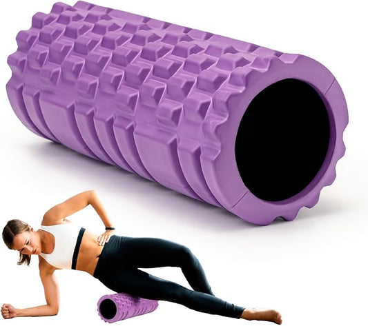 Krightlink Foam Roller for Muscle Massager, Patented 13" High Density Exercise Roller for Muscle and Myofascial Trigger Point Release, Yoga, Back Roller for Fitness, Yoga (Purple)