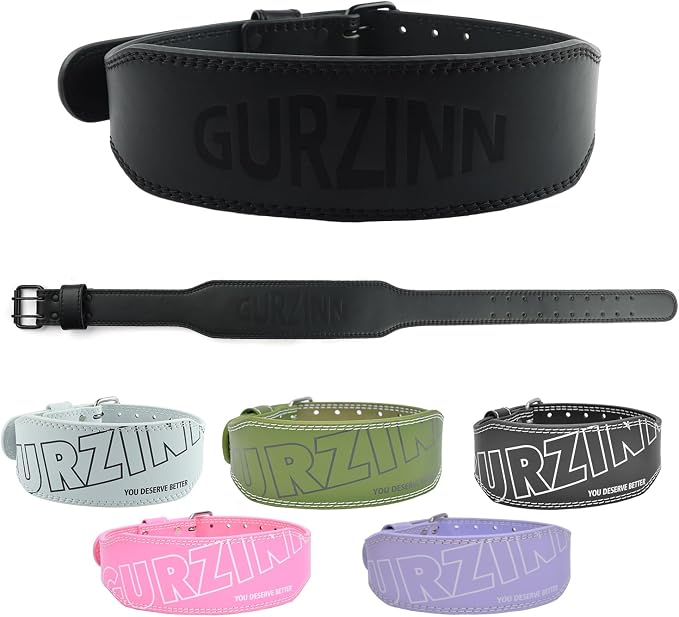 9mm Leather Fitness Weight Lifting Belt for Women&Men with 4 Inches Padded Lumbar Support for Power Lifting Workout & Squats Exercise