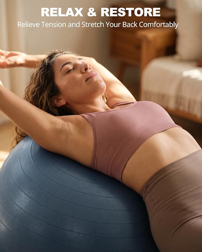 Trideer Yoga Ball for Exercise, Pilates, Core & Balance Training, Stability Ball for Pregnancy & Birthing Prep, Physical Therapy, Daily Stretching, Office Chair for Active Sitting, Quick Pump Included