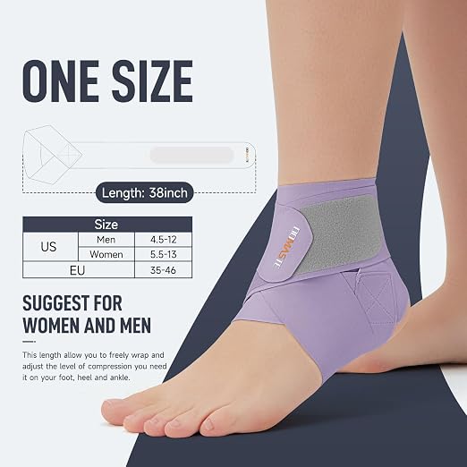 Ultra Thin Ankle Wraps Ankle Brace for Men ＆ Women, Adjustable Ankle Straps for Arch, Sprained Foot, Tendinitis, Football, Basketball, Running（Violet, Pack of 1）