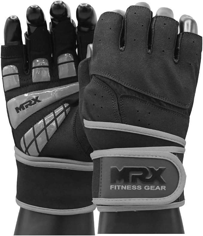 MRX Weightlifting Gloves for Men Workout Gloves Mens Wrist Support Lifting Gloves Male Gym Gloves | Workout Gym Accessories for Men Weight Lifting Fingerless Gym Exercise for Powerlifting