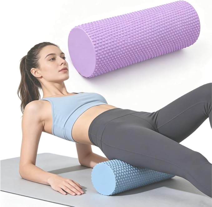 12 Inch EVA Soft Dot Foam Roller for Balance Exercise & Yoga，Purple：18in | High-Density Foam Massage Roller for Back Legs Muscle Massage, Rehab Stiff Back