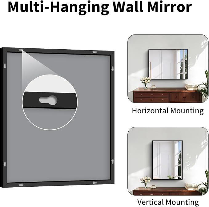 Koonmi Black Bathroom Mirror for Over Sink,Metal Framed 30"x20" Wall Mirror