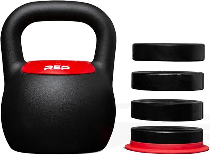 Rep Fitness Adjustable Kettlebell | Weight Set for Home Gym | Strength Training Equipment for Men & Women | Compact Steel Bell with Ergonomic Handle | 20–40 lb (9–18 kg) Variable Options