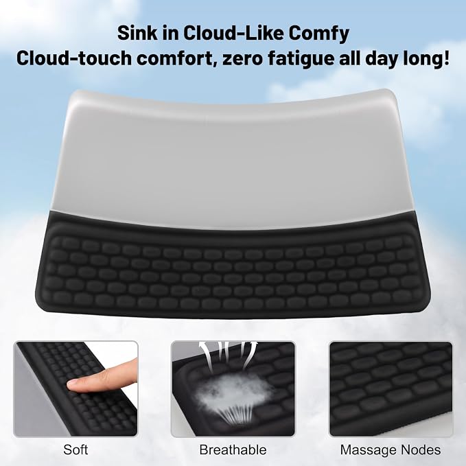 Keyboard Stand with Wrist Rest，Ergonomic Keyboard Riser Holder Lifter Tray | Black Grey，Computer Wrist Support Pad，Ergonomic Keyboard stand for desk，Soft Memory Foam Desk Cushion，Non-Slip