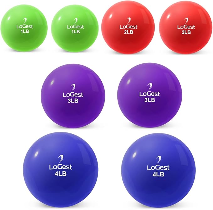 Logest Weighted Toning Exercise Balls Pair - Round Shape Medicine Ball - 1LB 2LB 3LB 4LB 5LB 6LB Available - Toning Muscle for Men & Women