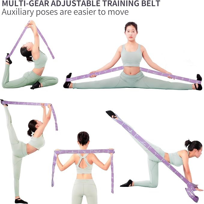 Yoga Strap with 10/12 Loops - Multi-Functional Stretch Band for Pilates, Dance, Gymnastics, Physical Therapy, Flexibility & Resistance Training, Ballet, Latin Workouts