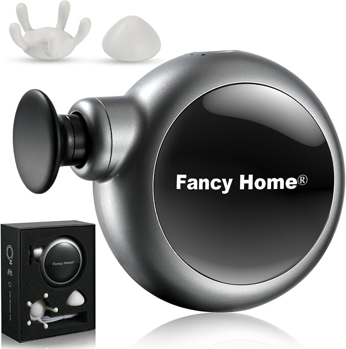Fancy Home® Mini Massage Gun - Palm Sized Deep Tissue Massager Gun, Unique Small Hand Massager for Circulation, Cordless Powerful 3200 RPM | Ultra Quiet | Travel Friendly （Black Grey） Father's Day