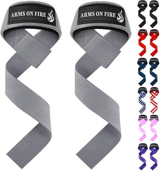 TECEUM Neoprene Padded Cotton Lifting Straps for Weightlifting, 1 Pair