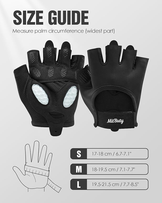 Workout Gloves for Men & Women – Fingerless Gym Gloves for Weight Lifting, Crossfit, Fitness, Exercise & Training with Silicone Grip Dots for Secure Hold & Palm Padding Protection