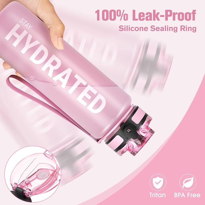 Sahara Sailor Water Bottle 32oz, Durable and Leakproof Water Bottles Motivational with Time Marker, Tritan, BPA Free, Wide Mouth with Easy Clean Brush for Gym, Travel, Home, School, Office (1 Bottle) | Bpa Free, Leakproof Wide Mouth With Fast Flow Lid ...