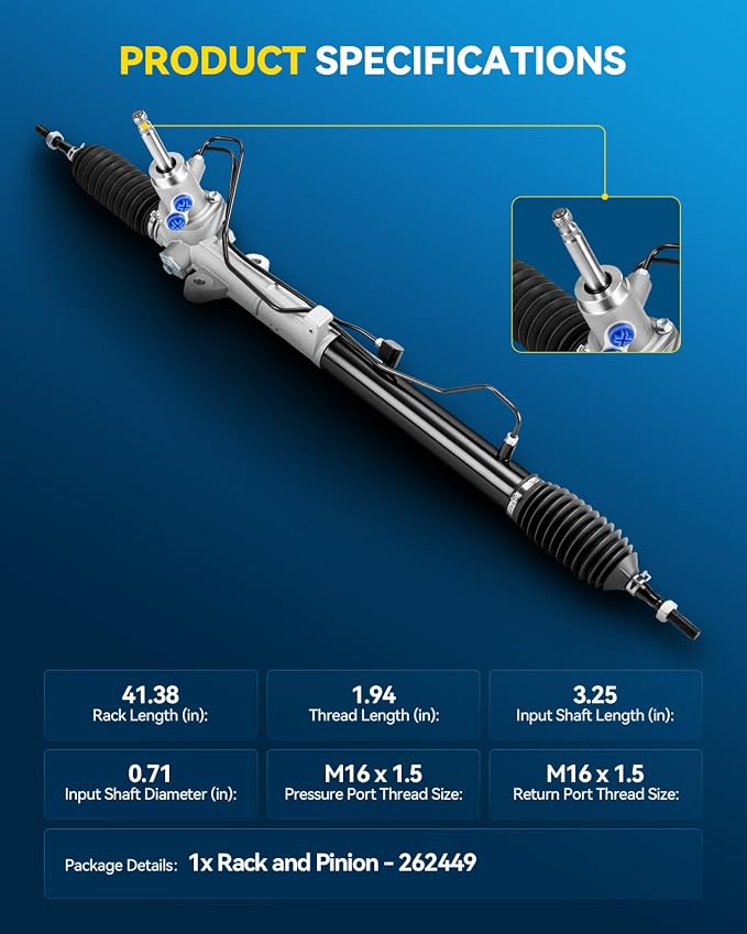 PHILTOP Power Steering Rack and Pinion for 2010-2013 Forte, Forte Koup | No.262449, 577001M500, 577001M700