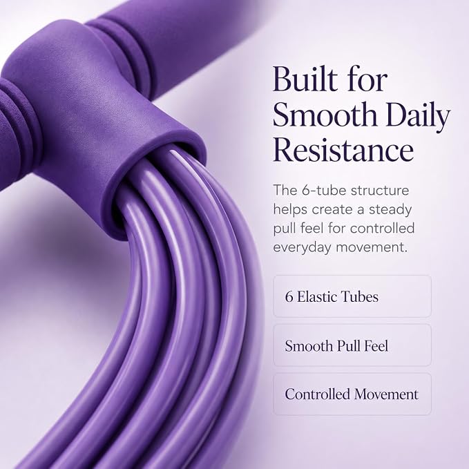 Pedal Resistance Bands with Handles- 6-Tube Foot Pedal Resistance Band for Exercise-Full Body Home Workout Equipment for Arms, Legs, Waist & Core, Portable Fitness Bands for Pilates