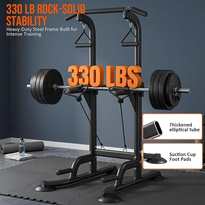 Power Tower Pull Up & Dip Station Multi-Function Home Strength Training Fitness Workout Station Height Adjustable