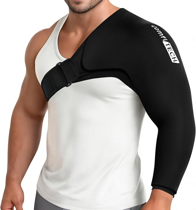 ComfiTECH Shoulder Arm Ice Pack Wrap for Pitchers, Flexible Ice Sleeve, XL | Flexible Shoulder Ice Brace for Arm & Elbow, Cold Gel Application for Volleyball Player, Athlete & Throwing Recovery