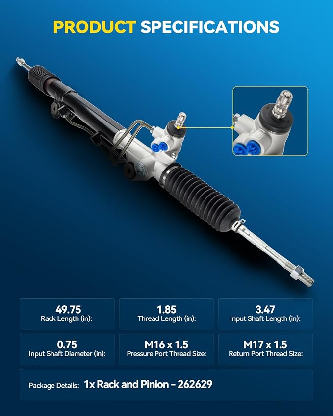 PHILTOP Power Steering Rack and Pinion Compatible with Toyota Tacoma 2016 2019 2021-2022 All Models/2018 3.5L/2005-2006 2009-2010 2013 2015 4.0L, Hydraulic Rack and Pinion Replace 26-2629