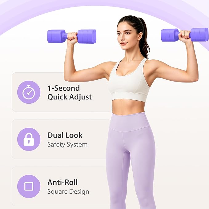 Adjustable Dumbbell Set of 2, 2.2-20LB Adjustable Weight Set, 3 in 1 Free Weights Dumbbells Set for women men at home, 2.2lb, 3.6lb, 5lb,10lb, 20lb, for Home, Office, Gym Exercise Training, Anti-slip Handle