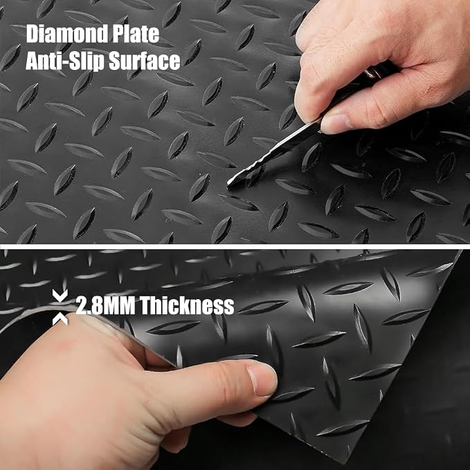 Garage Floor Mat, PVC Flooring Mat Thickened Garage Mats, Heavy Duty Parking Mat Waterproof Nonslip Floor Cover Protector for Car, Trailer, SUV, Basement, Gym (Black) (2 Feet x 47 Feet)
