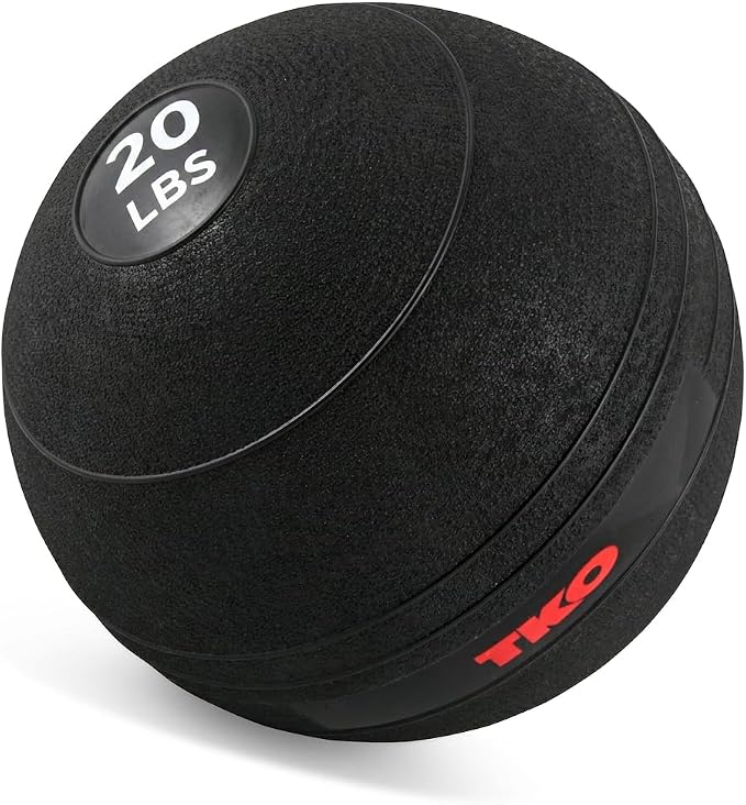 TKO Weighted Slam Balls (10-20 lbs) | Non-Bounce Medicine Ball with Soft Rubber Grip | Ideal for Crossfit, Strength Training, and Core Workouts | Durable Heavy-Duty Build - Black | Medicine Ball with Soft Rubber Grip for Crossfit, Strength Training, an...