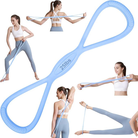 Figure 8 Resistance Band: Resistance Bands with Handles for Working Out - 8 Shaped Resistance Bands for Women - Exercise Bands for Arms - Fullbody Yoga Pulling Rope