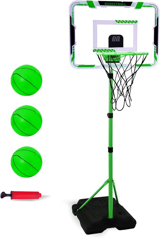Kids Basketball Hoop, Adjustable Height Toddler Basketball Hoop Stand, Indoor Outdoor Basketball Goal Toy for Boys Girls Ages 3~8 Years Old, Includes 3 Balls, Ideal for Birthday Gift