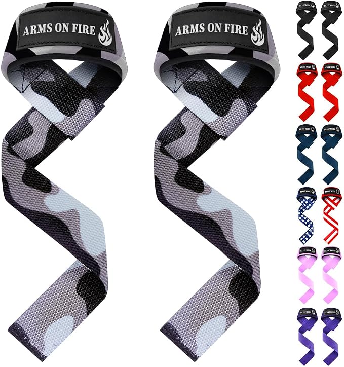 TECEUM Neoprene Padded Cotton Lifting Straps for Weightlifting, 1 Pair